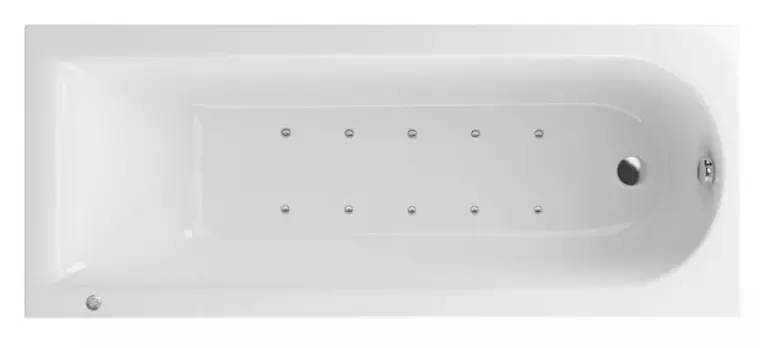 Аэромассажная ванна акриловая «Actima» Aurum Slim 150/70 Aero с каркасом с сифоном белая/хром