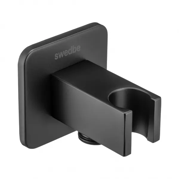 Подключение для душевого шланга «Swedbe» Platta 5504B с держателем для лейки чёрное матовое