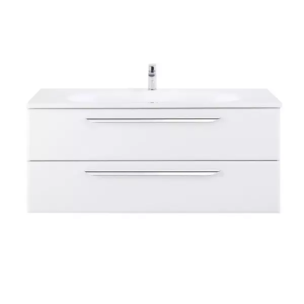 

Тумба с раковиной «Cezares» Eco 120 (120/48) без ручек подвесная Bianco Lucido