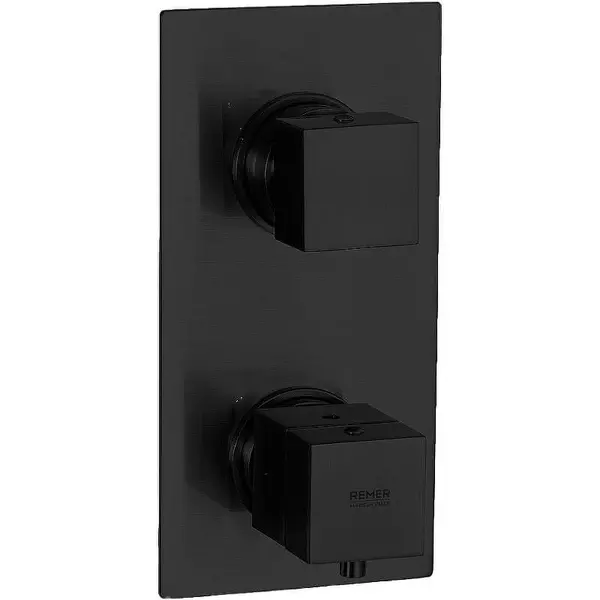 Внешняя часть смесителя Remer Qubica Thermo QT92KBCFP на 2 выхода шлифованный чёрный хром 92600₽