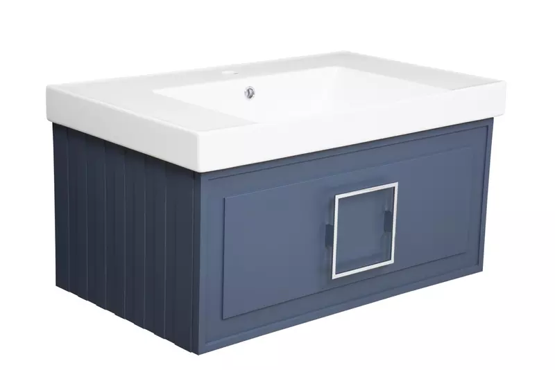 

Тумба с раковиной «La Fenice» Cubo 80 (Cubo 80) подвесная Blu Grigio ручки Cromo