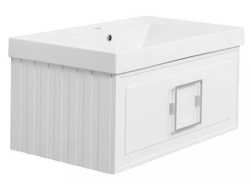 

Тумба с раковиной «La Fenice» Cubo 80 (Cubo 80) подвесная Bianca ручки Cromo