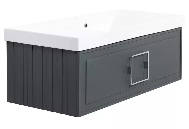 

Тумба с раковиной «La Fenice» Cubo 100 (Cubo 100) подвесная Grigio ручки Cromo