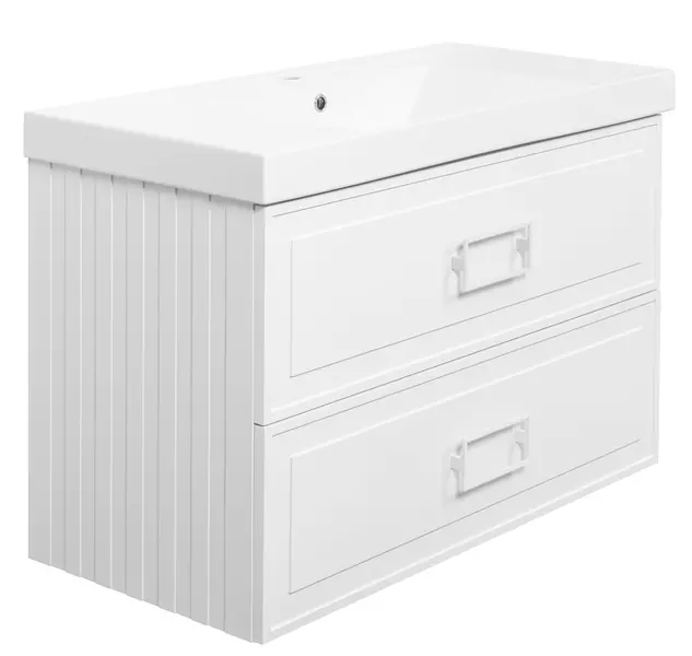 

Тумба с раковиной «La Fenice» Cubo 100 twin (Cubo 100) подвесная Bianca ручки Bianco