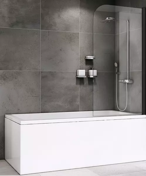 

Шторка на ванну стеклянная «Abber» Ewiges Wasser AG52080B 80/140 прозрачная/чёрная универсальная