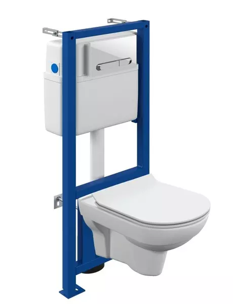 Комплект инсталляция с унитазом, крышкой и кнопкой смыва «Cersanit» 64277 City CO DPL EO slim безободковый белый