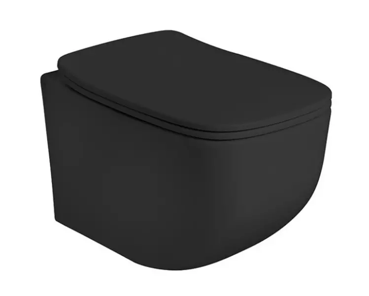 Подвесной унитаз безободковый «Axa» White Jam WCWH3312707 черный матовый с сиденьем дюропласт с микролифтом чёрное