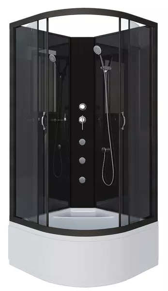 

Душевая кабина «Niagara» NG-6508-14BKG 90/90 высокий поддон тонированная/чёрная без крыши с гидромассажем