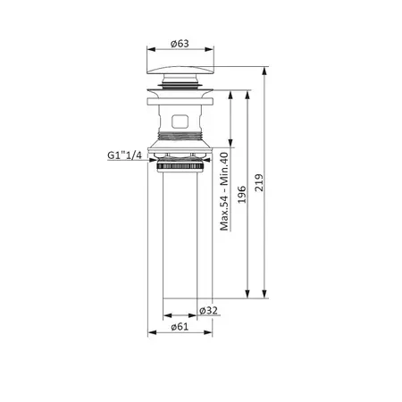 Донный клапан для раковины «Damixa» Option 210610200 с механизмом Клик-Клак белый