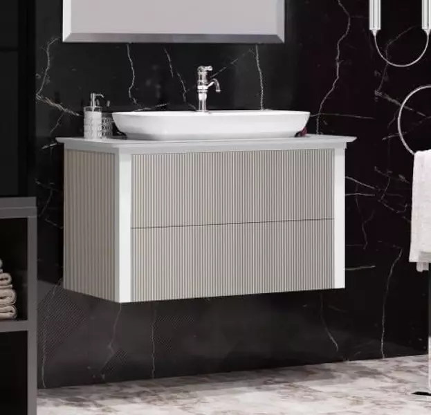 Тумба с раковиной «Opadiris» Рубинно 90 (Nova 70) подвесная серая/белая