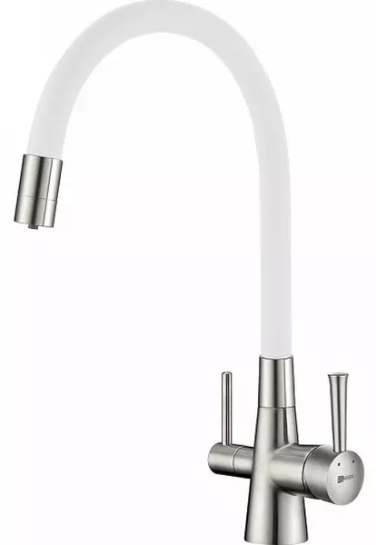 

Смеситель для кухни с подключением к фильтру «Lemark» Comfort LM3075BN-White никель/белый