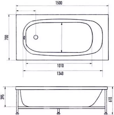 

Ванна акриловая «Aquanika» Narma 150/70 без опор без сифона белая