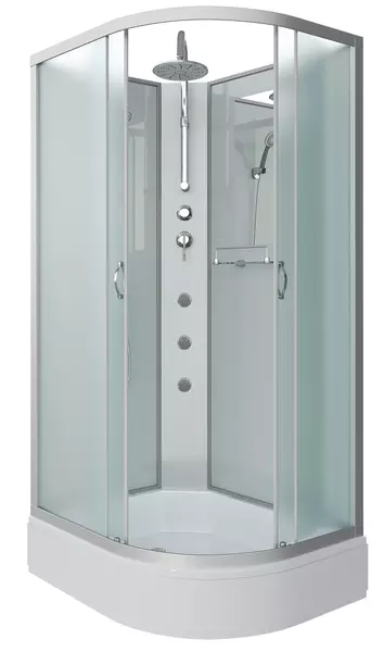 

Душевая кабина «Niagara» NG-33394-14LBKTG 130/90 средний поддон матовая/серебро без крыши с гидромассажем левая