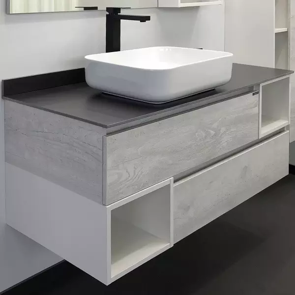 

Тумба с раковиной «Comforty» Прага 120 (Comforty T-Y9378) подвесная дуб белый/белая столешница графит