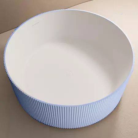 

Ванна из искусственного камня «Abber» Stein 150/150 с ножками с сифоном голубая