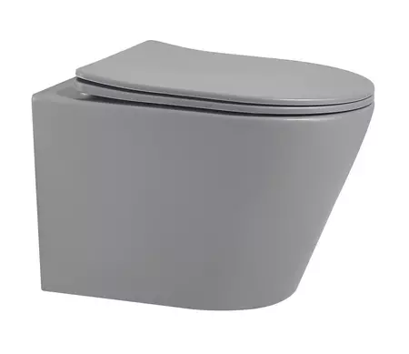 

Подвесной унитаз безободковый «Abber» Bequem AC1102MG серый матовый с сиденьем дюропласт с микролифтом серое
