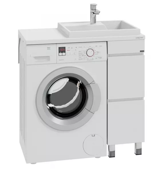 

Тумба с раковиной под стиральную машину «СанТа» Марс 29 (Юпитер 90/50 правая) белая