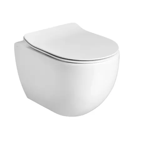 Подвесной унитаз безободковый «Axa» Glomp Mini 201201 White Glossy/329101 soft-close белый с сиденьем дюропласт с микролифтом белое