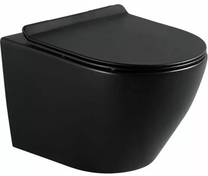 Подвесной унитаз безободковый «Selena» Circulo C001NM черный матовый с сиденьем дюропласт с микролифтом чёрное