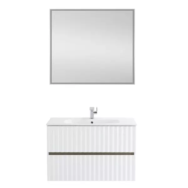 Тумба с раковиной Art Max Elegant 90 с LED подсветкой ручек 9145 подвесная белый глянец 48230₽