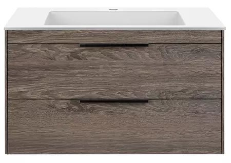 

Тумба с раковиной «Vincea» Chiara 2D 80 (80/48 белая) подвесная тёмный дуб