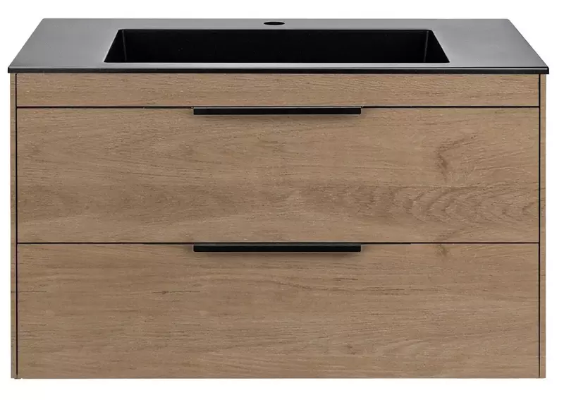 

Тумба с раковиной «Vincea» Chiara 2D 80 (80/48 чёрная) подвесная натуральный дуб