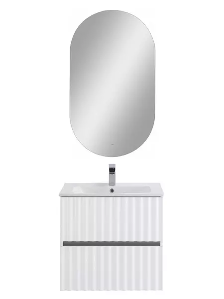 Тумба с раковиной Art Max Elegant 60 с LED подсветкой ручек 60 подвесная белый глянец 39900₽