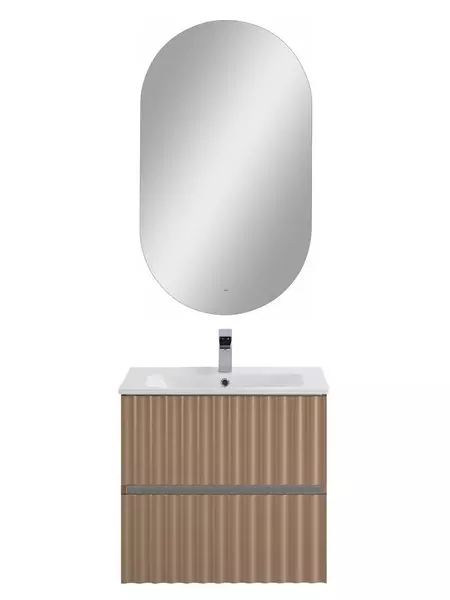 Тумба с раковиной Art Max Elegant 60 с LED подсветкой ручек 60 подвесная капучино матовый 44710₽