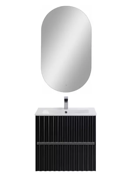 Тумба с раковиной Art Max Elegant 60 с LED подсветкой ручек 60 подвесная чёрный матовый 44710₽