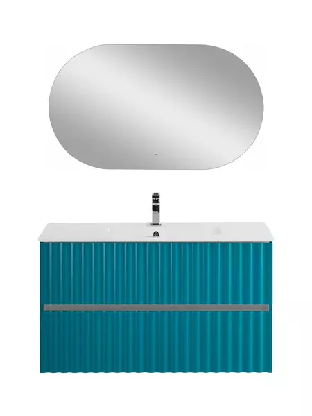 Мебель для ванной подвесная Art Max Elegant 100 с LED подсветкой ручек бирюзовый матовый 69580₽