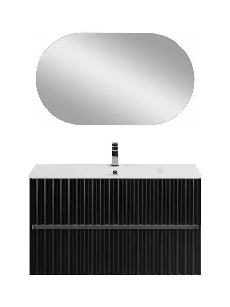 Мебель для ванной подвесная Art Max Elegant 100 с LED подсветкой ручек чёрный матовый 69580₽