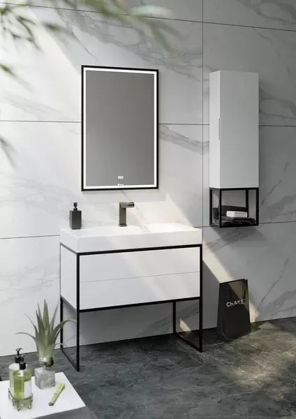 Тумба с раковиной «Clarberg» Logic 90 (Toledo 90) белая/чёрная