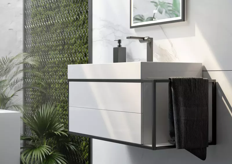 Мебель для ванной подвесная «Clarberg» Logic 80 белая/чёрная