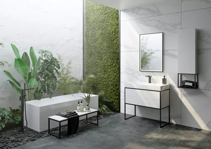 Мебель для ванной «Clarberg» Logic 90 белая/чёрная