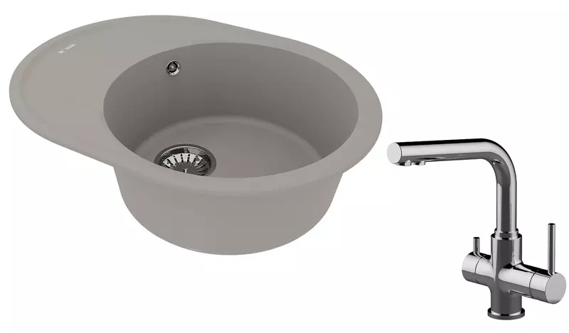 

Мойка для кухни «Lemark» Lacha 620 и смеситель 9910051-LM3061C искусственный камень серый/хром