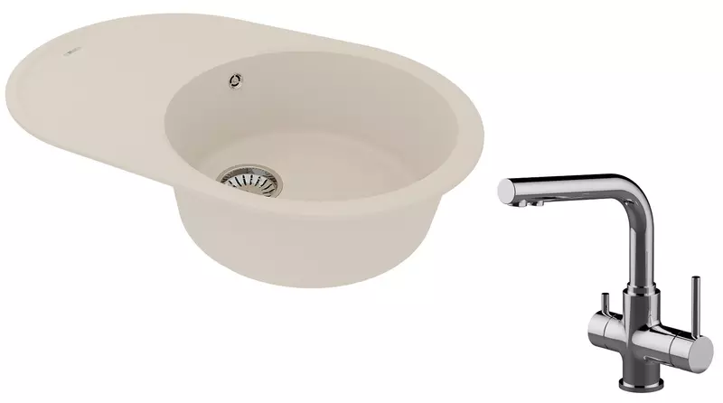 

Мойка для кухни «Lemark» Lacha 760 и смеситель 9910060-LM3061C искусственный камень шампань/хром