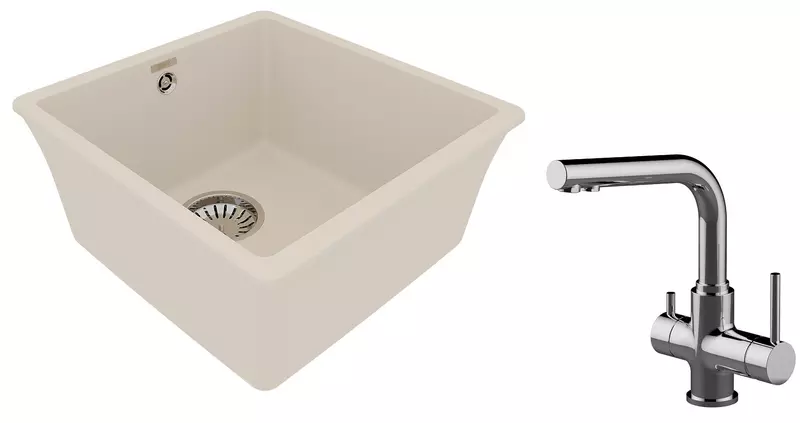 

Мойка для кухни «Lemark» Sinara 400-U и смеситель 9910066-LM3061C искусственный камень шампань/хром