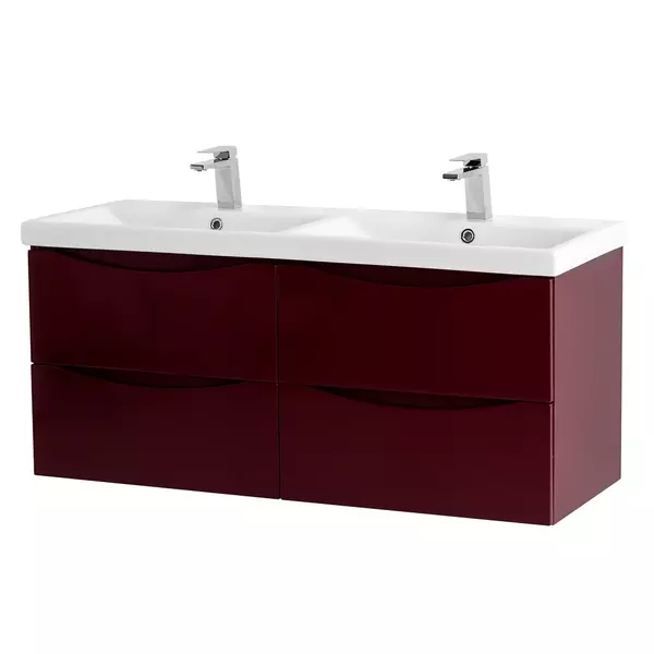 

Тумба с раковиной «Belbagno» Marino 120 с двойной раковиной (120/45 двойная) подвесная Bordo Lucido