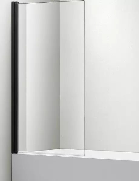 Шторка на ванну стеклянная «Акватек» 08015BL 80/150 прозрачная/чёрная универсальная, цвет прозрачное
