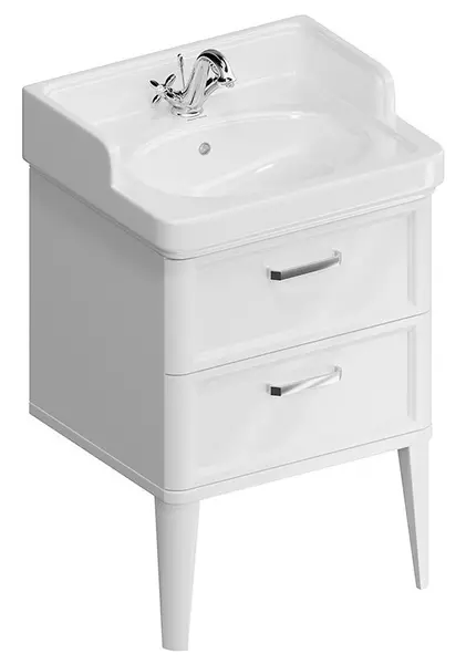 

Тумба с раковиной «Kerama Marazzi» Pompei New 60 с 2 ящиками (Pompei 60) белая глянцевая