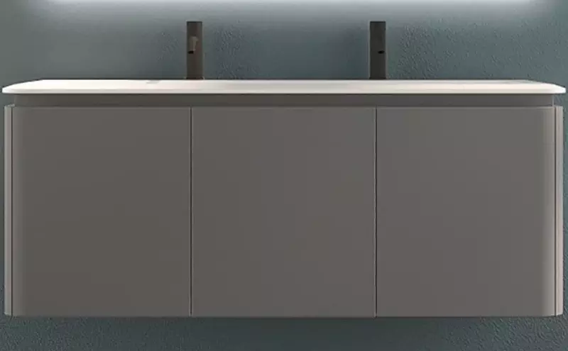 

Тумба с раковиной «Cezares» Stylus 140 с 6 ящиками (3 скрытых) (Solid surface 141/49) подвесная Grigio nuvola