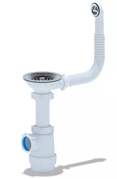 

Сифон для кухонной мойки «АНИпласт» Грот3 A0142S 1 1/2"* 40 с круглым гибким переливом нержавеющая сталь