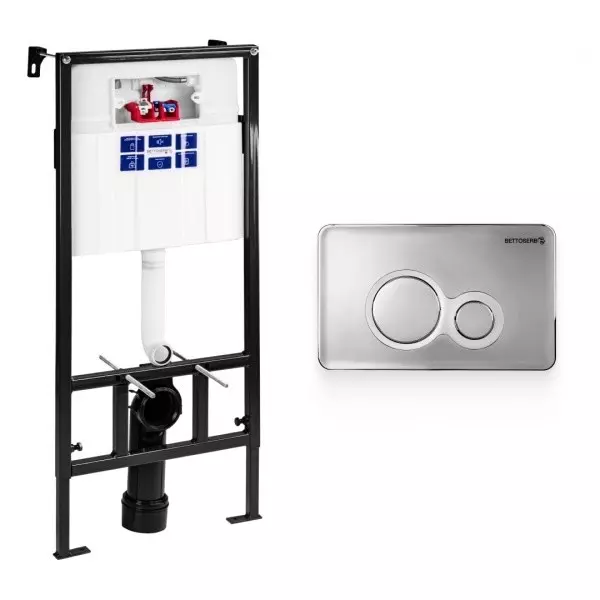 

Инсталляция для унитаза с кнопкой «Pestan» Sava Fix Slim SET40006465 клавиша смыва хром глянец/хром матовый