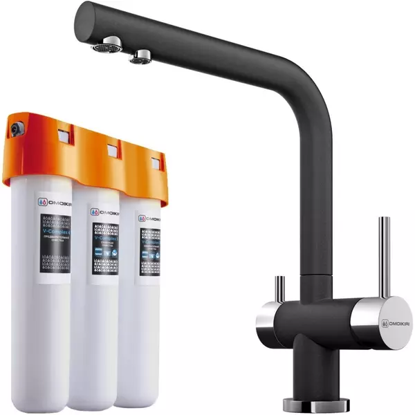 

Смеситель для кухни с подключением к фильтру «Omoikiri» Nagano P-BL+Pure drop Lite чёрный