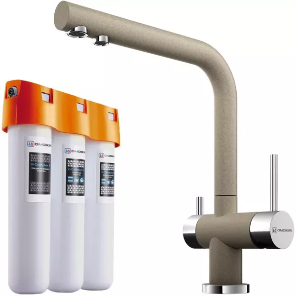

Смеситель для кухни с подключением к фильтру «Omoikiri» Nagano P-CA+Pure drop Lite карамель