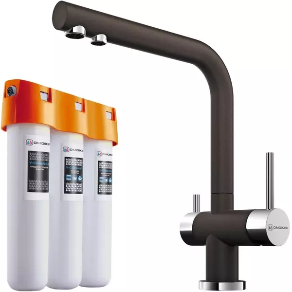 

Смеситель для кухни с подключением к фильтру «Omoikiri» Nagano P-DC+Pure drop Lite тёмный шоколад