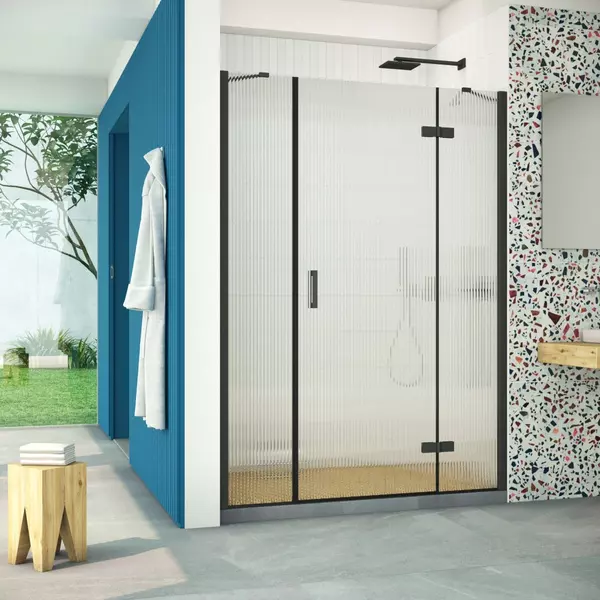 

Душевая дверь «Vegas Glass» AFP-F Retta 150/199,5 Moru/чёрная матовая правая