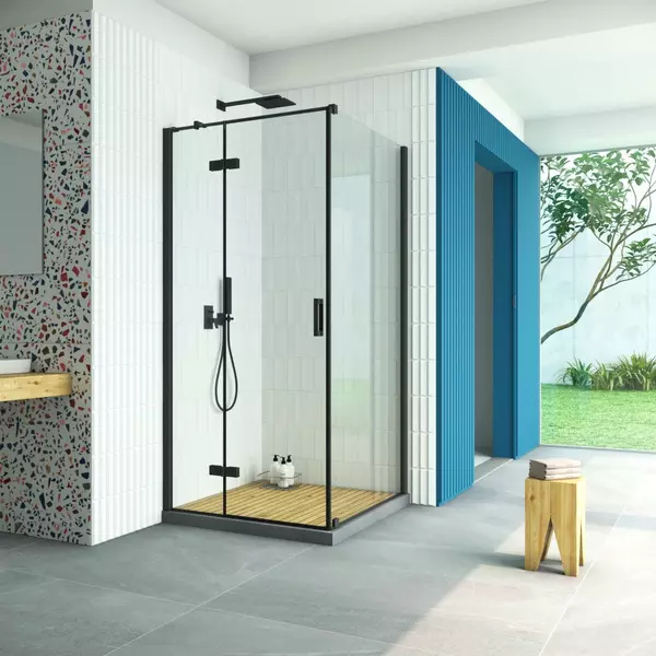 

Душевой угол-ограждение «Vegas Glass» AFP-Fis Retta 100/70 прозрачный/чёрный матовый без поддона левый