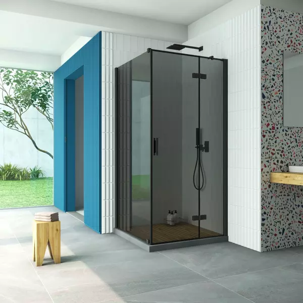 Душевой угол-ограждение «Vegas Glass» AFP-Fis Retta 120/100 графит/чёрный матовый без поддона правый