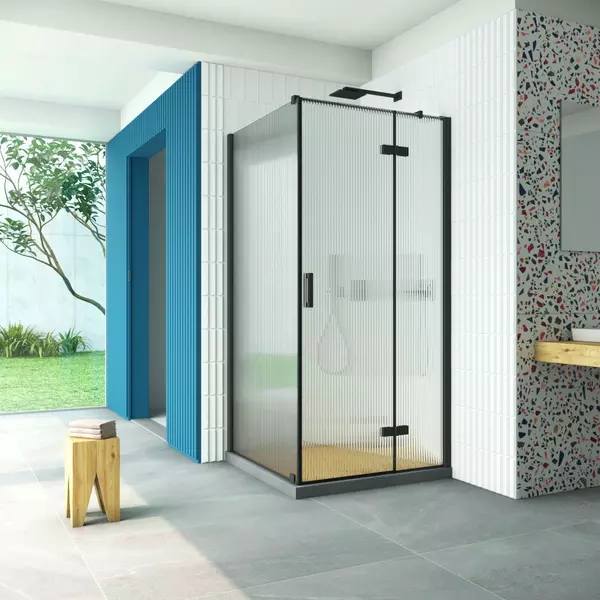 Душевой угол-ограждение «Vegas Glass» AFP-Fis Retta 120/100 Moru/чёрный матовый без поддона правый